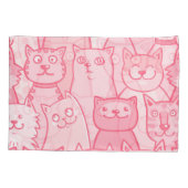 Pink Cats, Schattig naadloos patroon. Kussensloop (Achterkant)
