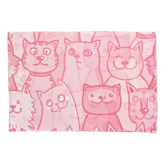 Pink Cats, Schattig naadloos patroon. Kussensloop (Voorkant)