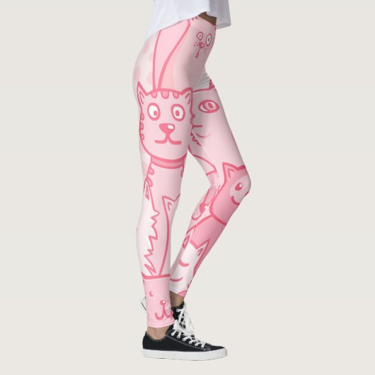 Pink Cats, Schattig naadloos patroon. Leggings (Rechts)