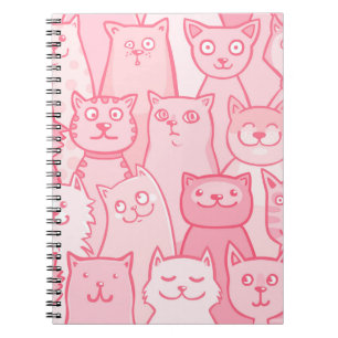 Pink Cats, Schattig naadloos patroon. Notitieboek