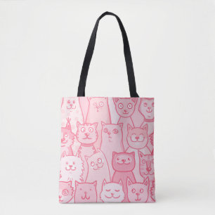 Pink Cats, Schattig naadloos patroon. Tote Bag