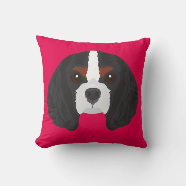 Pink Cavalier King Charles Spaniel Kussen (Voorkant)