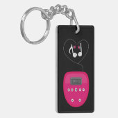 Pink CD Player with Earphones Kissing Sleutelhanger (Voorkant Links)