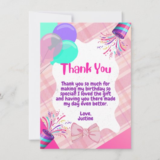 Pink Celebration bedankkaartje Bedankkaart (Voorkant)