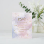  Pink Celestial RSVP Card | Watercolor Stars Kaartje (Staand voorkant)