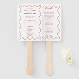 Pink Ceremony Program Hand Fan Handwaaier