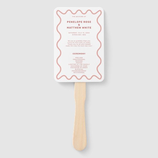 Pink Ceremony Program Hand Fan Handwaaier (Voorkant)