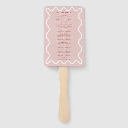 Pink Ceremony Program Hand Fan Handwaaier (Achterkant)