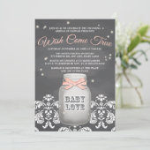 Pink Chalkboard Firefly Mason Jar Baby shower Kaart (Staand voorkant)