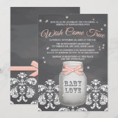 Pink Chalkboard Firefly Mason Jar Baby shower Kaart (Voorkant / Achterkant)