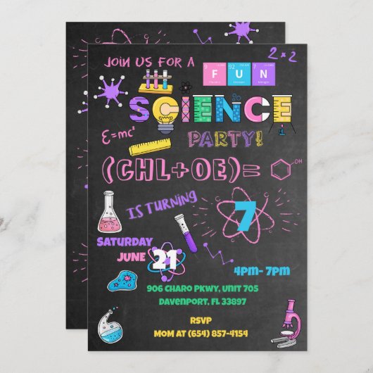 Pink Chalkboard Science Kaart (Voorkant / Achterkant)