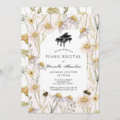 Pink Chamomiles & Bees Piano Recital Kaart (Voorkant / Achterkant)