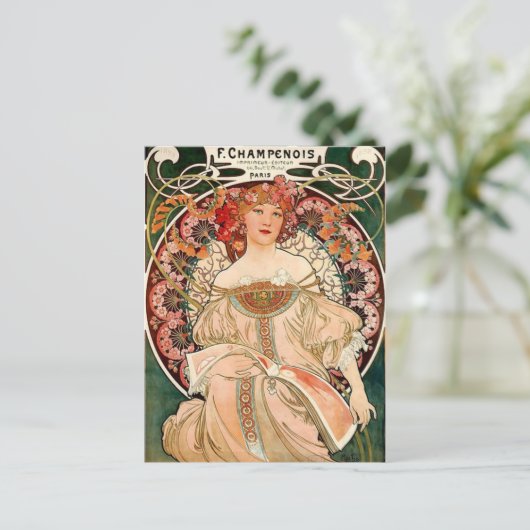 pink champagne - Art Nouveau Briefkaart (Staand voorkant)