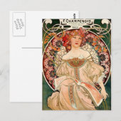 pink champagne - Art Nouveau Briefkaart (Voorkant / Achterkant)