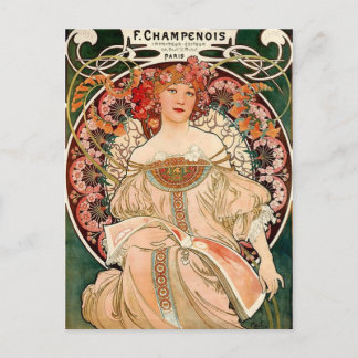 pink champagne - Art Nouveau Briefkaart