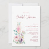 Pink Champagne Floral Bridal Shower Kaart (Voorkant)