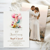 Pink Champagne Glass 10th Wedding Anniversary Kaart