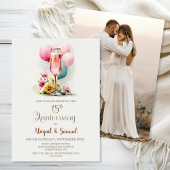 Pink Champagne Glass 15th Wedding Anniversary Kaart