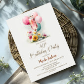 Pink Champagne Glass 40th Birthday Party Kaart