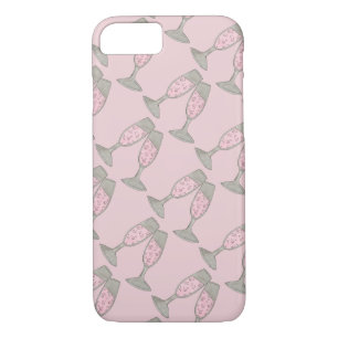 Pink Champagne Glass Bride Weddenschap Phone Case