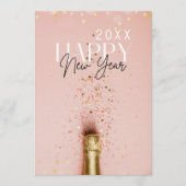 Pink Champagne Happy New Year Party Kaart (Voorkant)