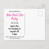 Pink Champagne New Years Eve Party Uitnodiging Briefkaart (Achterkant)