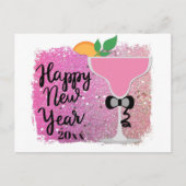 Pink Champagne New Years Eve Party Uitnodiging Briefkaart (Voorkant)