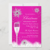 Pink Champagne Snowflake kerstfeestdag Kaart (Voorkant)