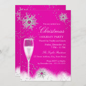 Pink Champagne Snowflake kerstfeestdag Kaart (Voorkant / Achterkant)