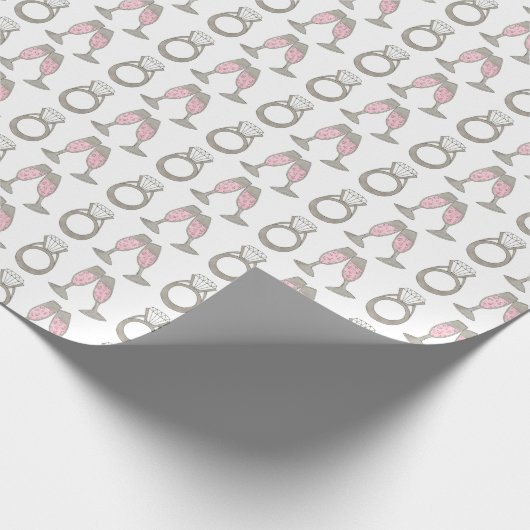Pink Champagne Wedding Diamond Ring Bride Cadeaupapier (Hoek)