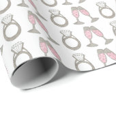 Pink Champagne Wedding Diamond Ring Bride Cadeaupapier (Rol Hoek)