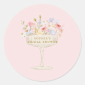 Pink Champagne wildflower bridal shower Ronde Sticker (Voorkant)