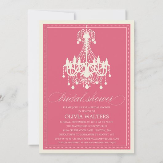 PINK CHANDELIER | BRIDAL SHOWER INVITATION KAART (Voorkant)