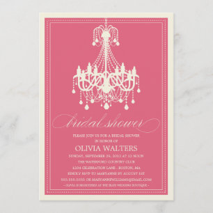 PINK CHANDELIER   BRIDAL SHOWER INVITATION KAART