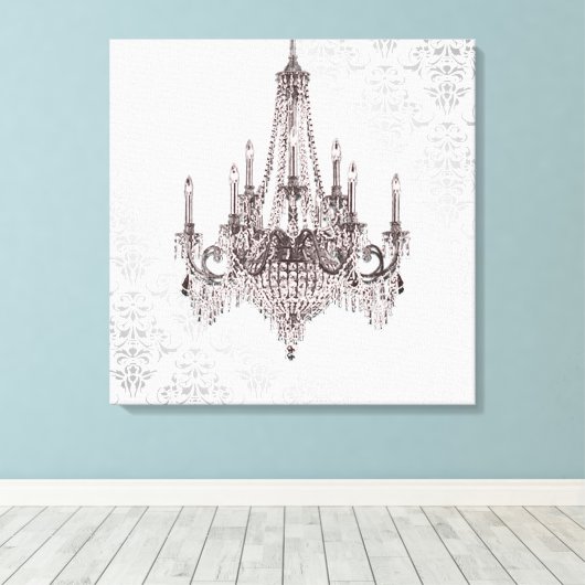 Pink Chandelier Canvas Afdruk (Insitu (Houten vloer))