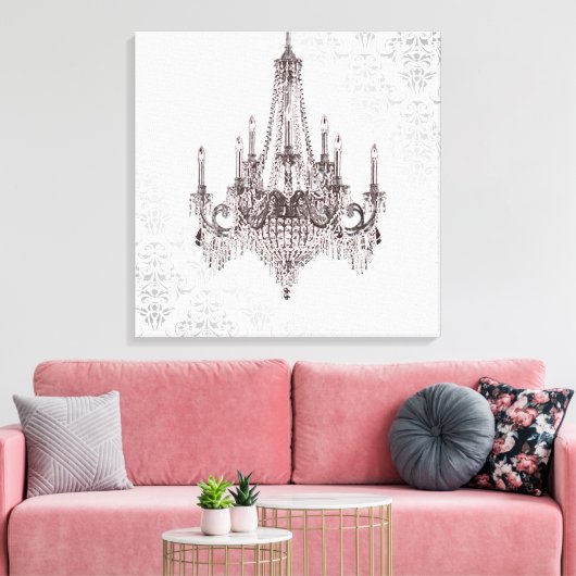Pink Chandelier Canvas Afdruk (Insitu (Woonkamer))