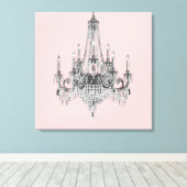 Pink Chandelier Canvas Wall Art (Insitu (Houten vloer))