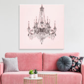 Pink Chandelier Canvas Wall Art (Insitu (Woonkamer))