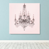 Pink Chandelier Canvas Wall Art (Insitu (Houten vloer))