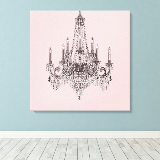 Pink Chandelier Canvas Wall Art (Insitu (Houten vloer))