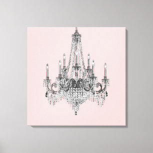 Pink Chandelier Canvas Wall Art Afdruk