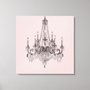 Pink Chandelier Canvas Wall Art Afdruk