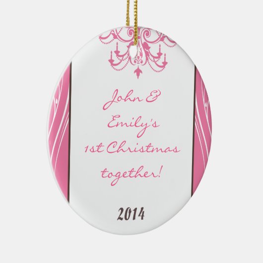 Pink Chandelier Chic Personalized Name Ornament (Rechts)