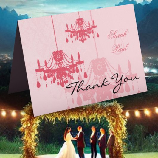 Pink Chandelier Hartelijk dank Bedankkaart