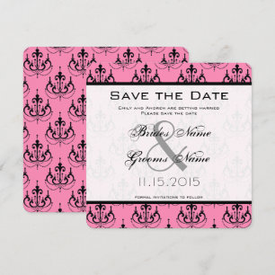 Pink Chandelier Wedding Save the Date Kaart