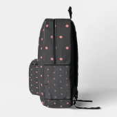 Pink & Charcoal Polka Dot Backpack – Modern Style Bedrukte Rugzak (Rechts)