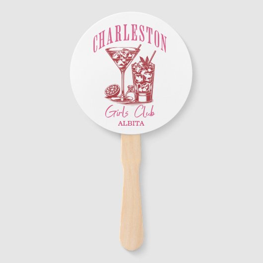 Pink Charleston Bachelorette Handwaaier (Voorkant)