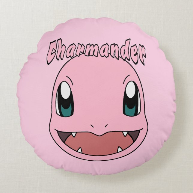 Pink Charmander Pokemon Fanart Rond Kussen (Voorkant)
