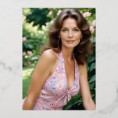 Pink Charming Ancient Cityscape Oval Translucent Folie Uitnodiging (Achterkant)