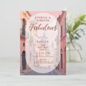 Pink Charming Ancient Cityscape Oval Translucent Kaart (Staand voorkant)